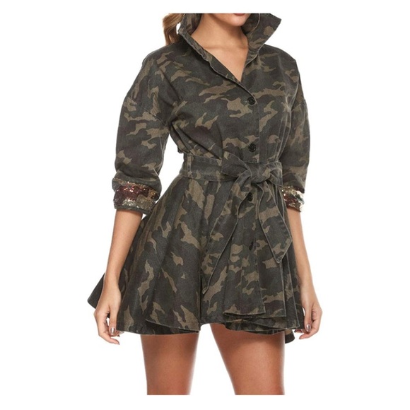 Sequin Camouflage Jacket Casual Long Sleeve Lightweight - Picture 6 of 8
